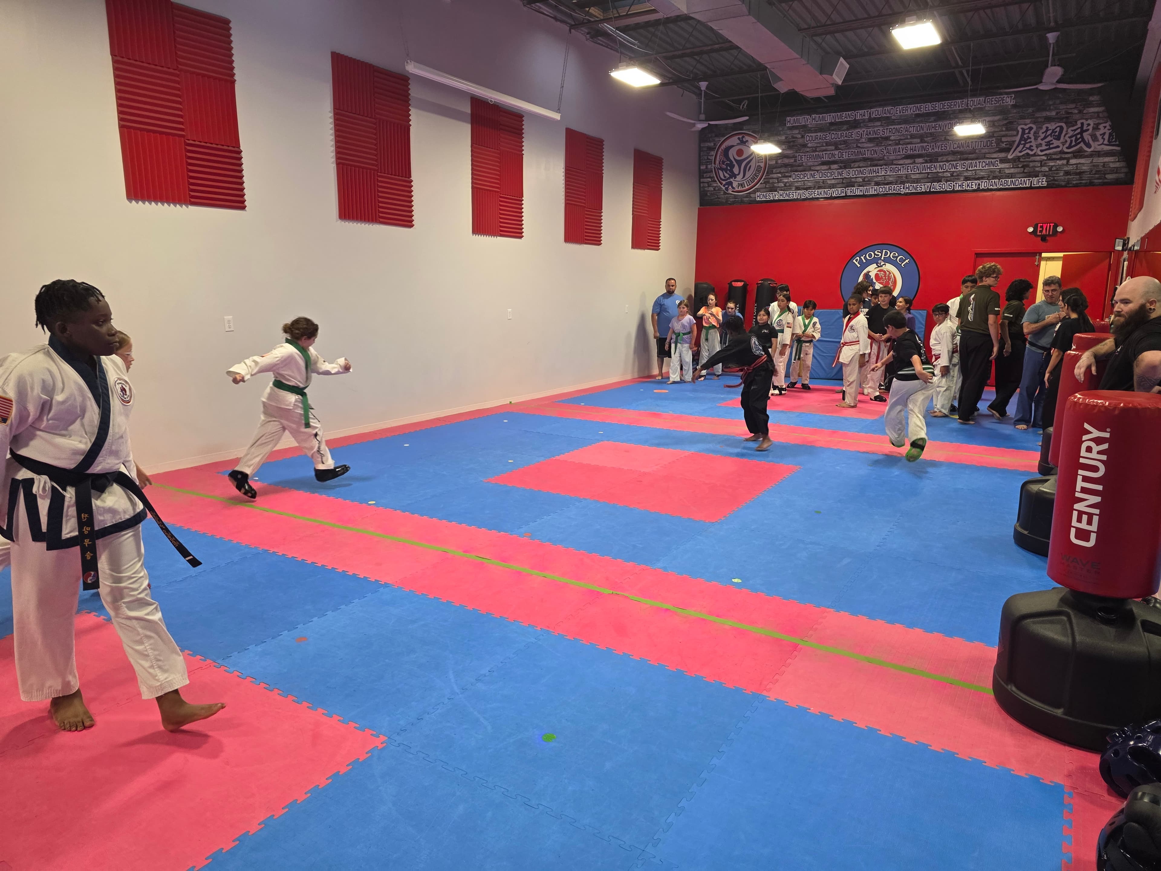 Students training in disciplined formation at Prospect Martial Arts